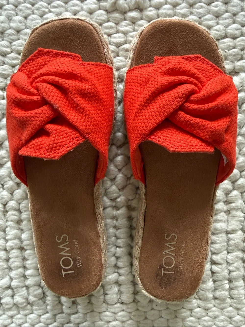 Toms Women's Orange Knotted Espadrille Slide Sandals